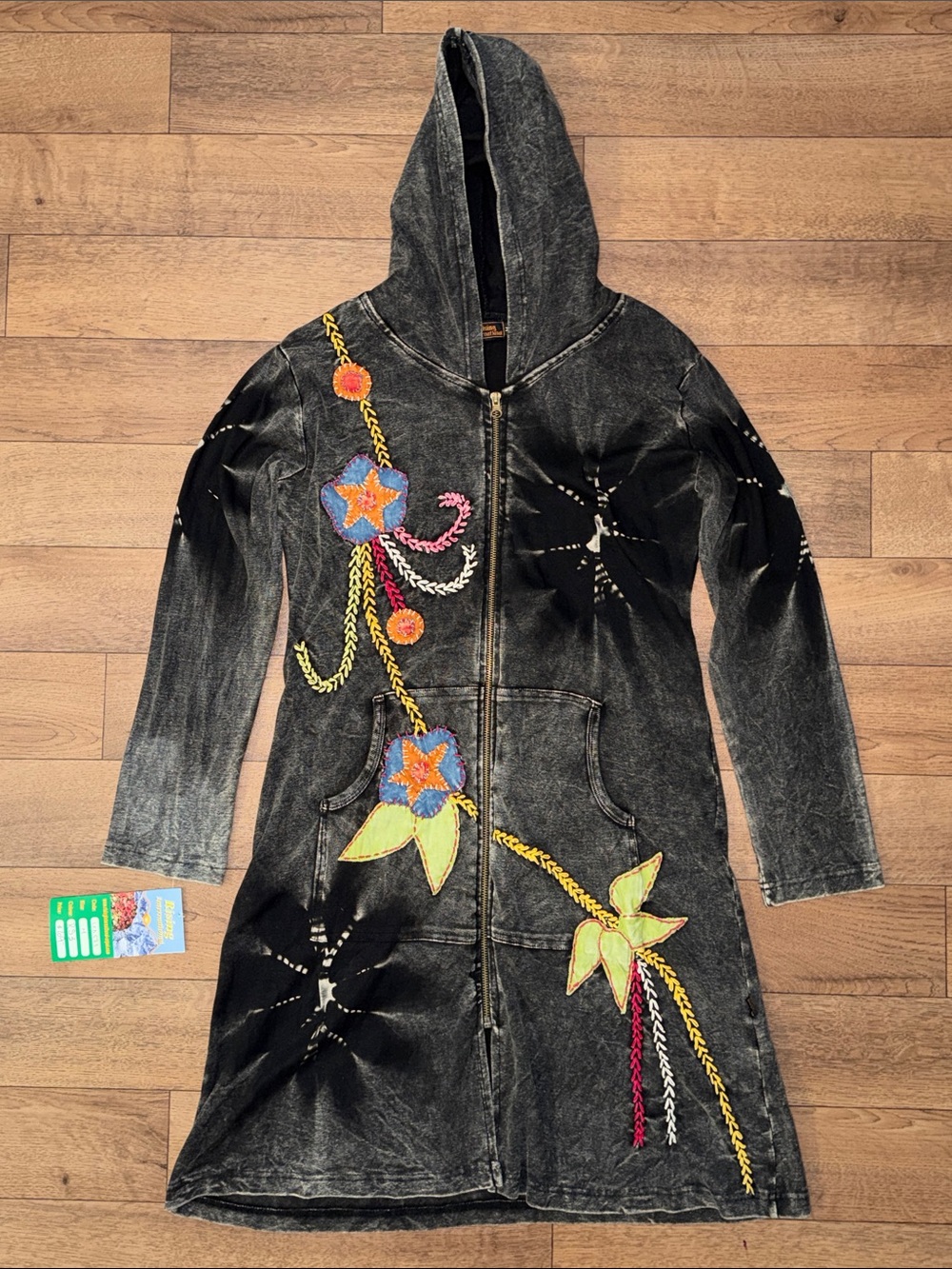 Rising International Size Medium Artisan Nepal Hooded Boho Jacket Embroidered M